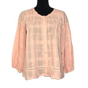 Anthropologie Lili’s Closet Peach/Pink Ruffle Blouse - Size Small